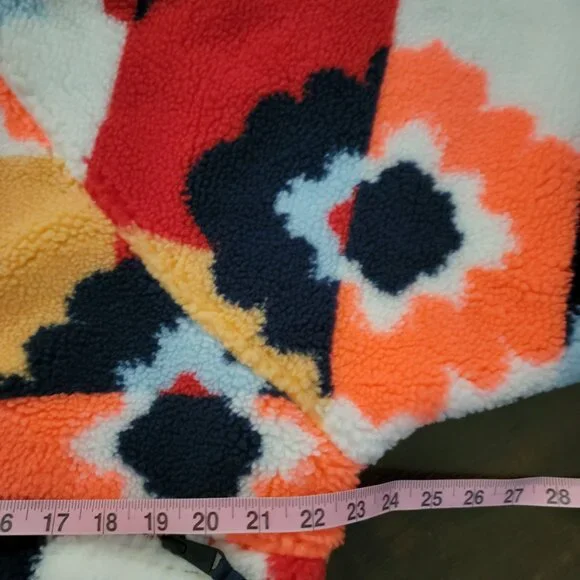 Free People Hit The Slopes Fleece Jacket Womens S Coral Carpet Retro Casual Cozy - Picture 5 of 6